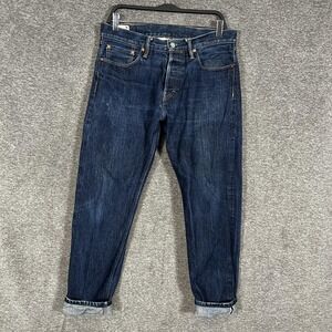 DROP Jeans Mens 34x30 Blue Selvedge Regular Straight Denim Button Fly Made Japan